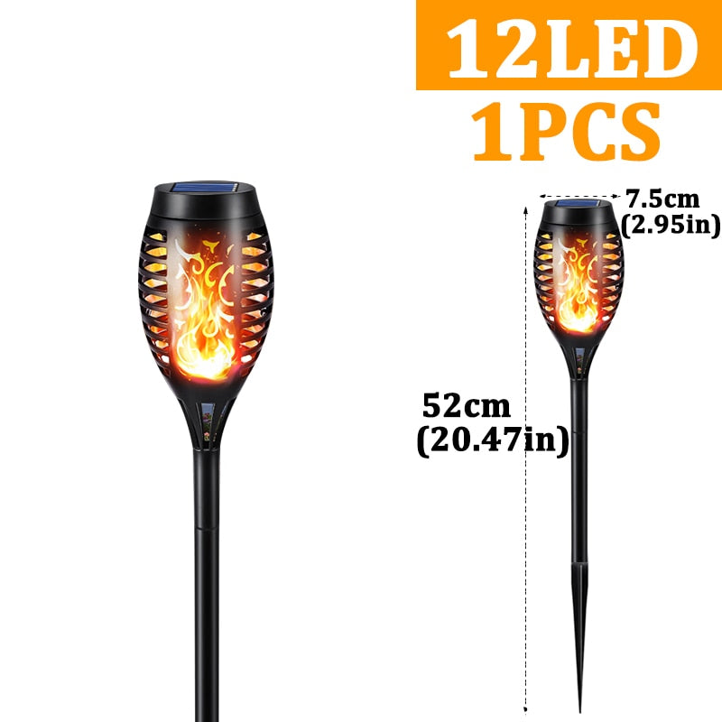 96 LED Outdoor Solar Torch Lights Waterproof Garden Patio Flickering Dancing Flame Lamp