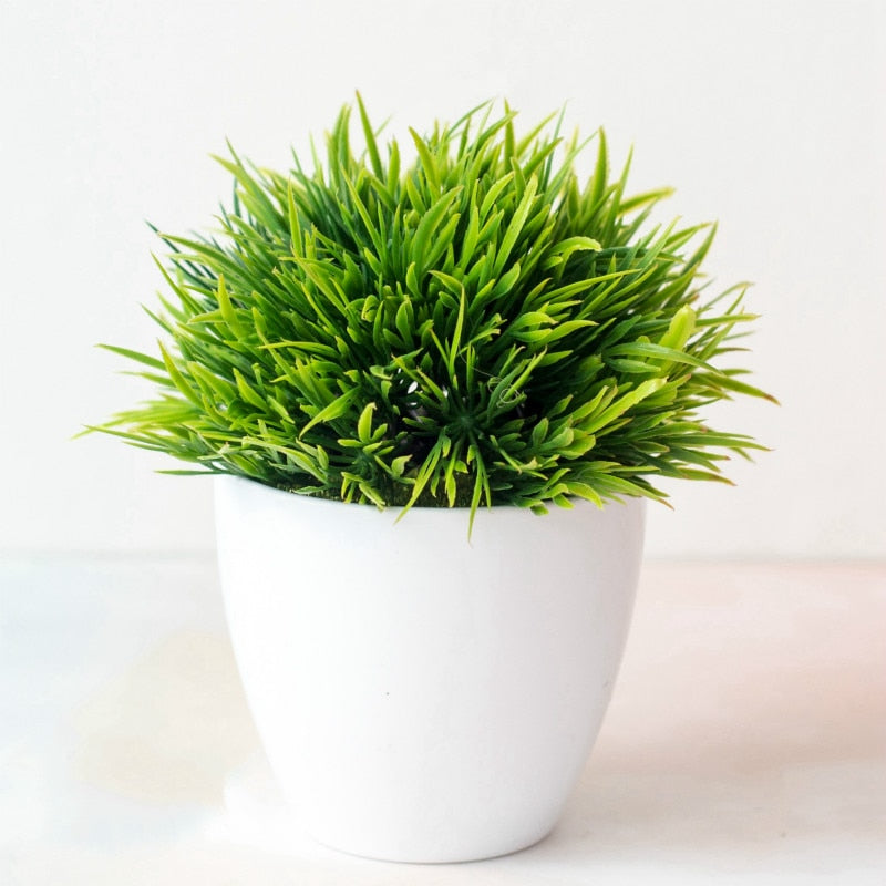 1 Pcs Artificial Green Plants Phoenix Potted  Simulation Grass Ball Home Living Room Decoration Festival Party Office Ornaments