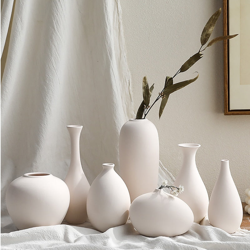 White ceramic Vase Living Room Decoration Home Decor Room Decor Pottery And Porcelain Vases For Flowers Decorative Figurines Art