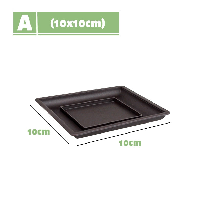 1Pc Imitation Purple Sand Plant Tray Plastic Flower Pot Balcony Square/Rectangular/Hexagon Pot Tray Bonsai Bowl Garden Decor