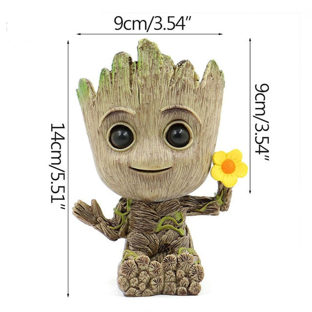 disney Marvel Avengers Groot Mini figure Pen Holder  Flower Pot Anime Toys Action Figure Sitting Groot Christmas Kids Toys Gifts