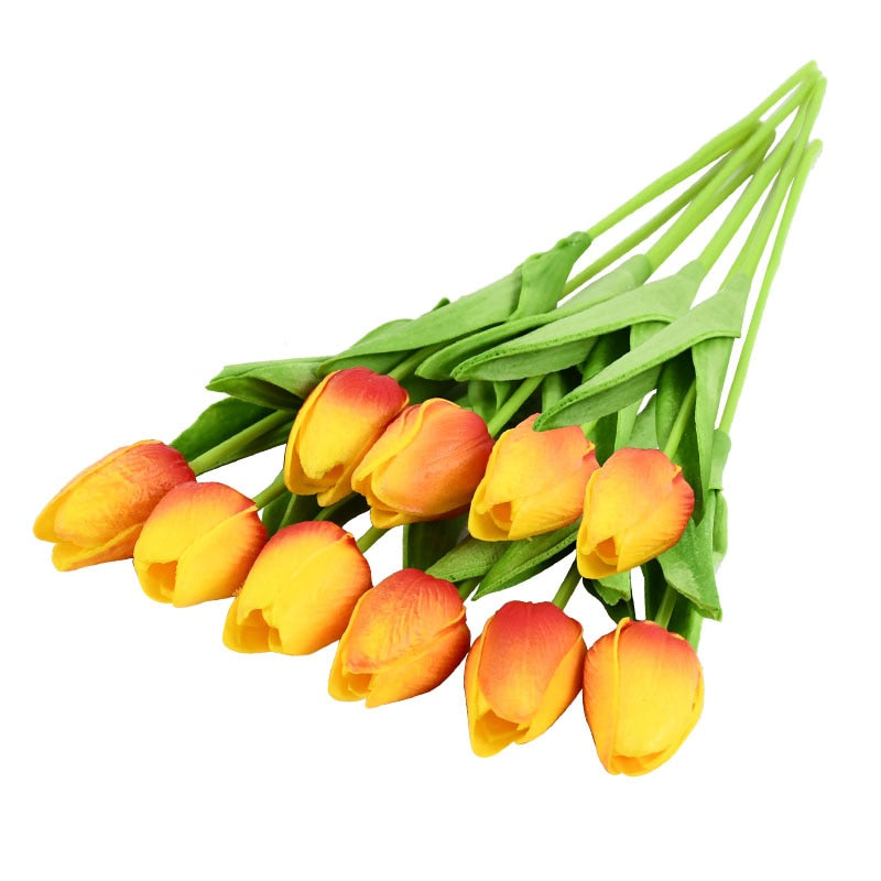 10PCS Tulip Artificial Flower Real Touch Artificial Bouquet PE Fake Flower for Wedding Decoration Flowers Home Garden Decor