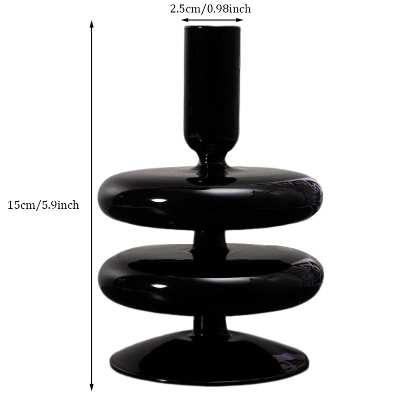 Black Glass Vases Glass Candle Holders for Wedding Home  Flower Vase Decoratio Candlestick Holder  Modern Living Room Decor