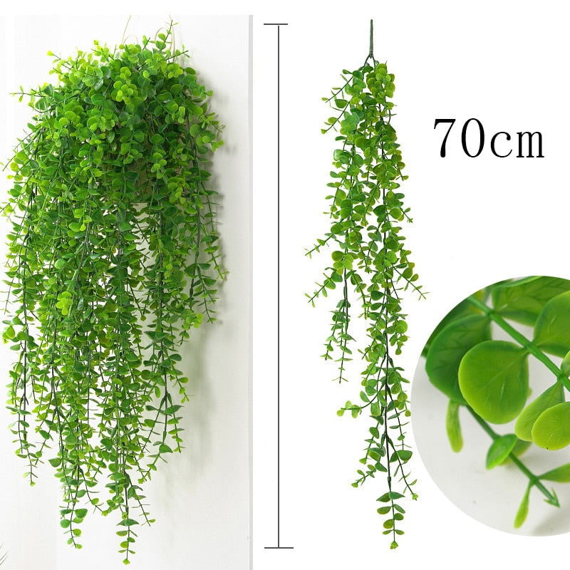 76cm Artificial Green Plants Hanging Ivy Leaves Radish Seaweed Grape Fake Flowers Vine Home Garden Wall Party Decoration