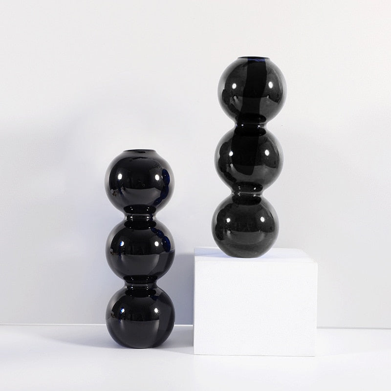 Black Glass Vases Glass Candle Holders for Wedding Home  Flower Vase Decoratio Candlestick Holder  Modern Living Room Decor