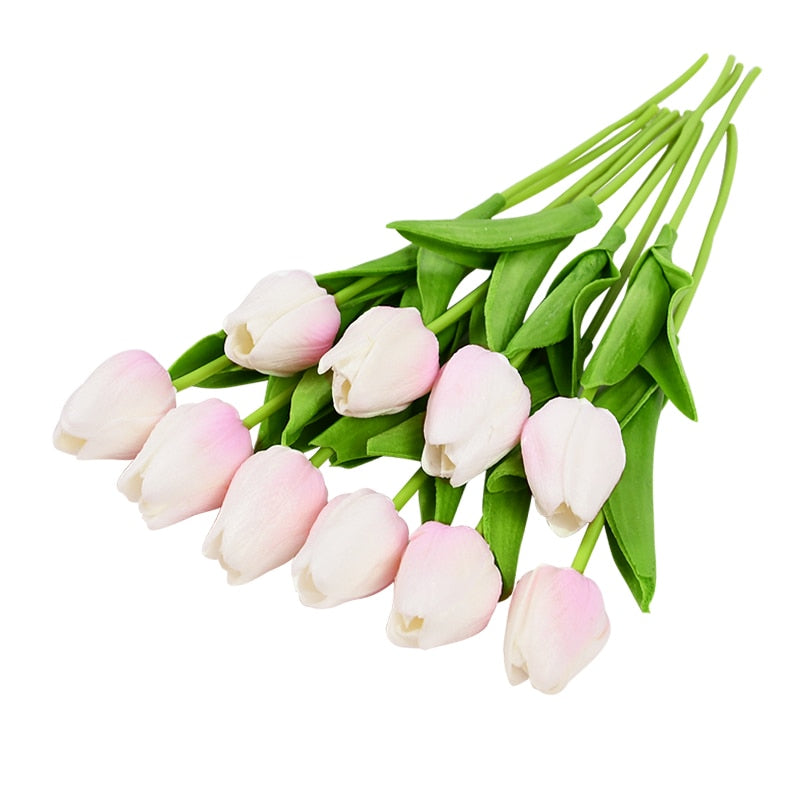 10PCS Tulip Artificial Flower Real Touch Artificial Bouquet PE Fake Flower for Wedding Decoration Flowers Home Garden Decor